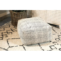 Coaster Furniture 991008 Square Upholstered Floor Pouf Cream and Black